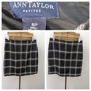 Vintage Ann Taylor black white plaid skirt 6P